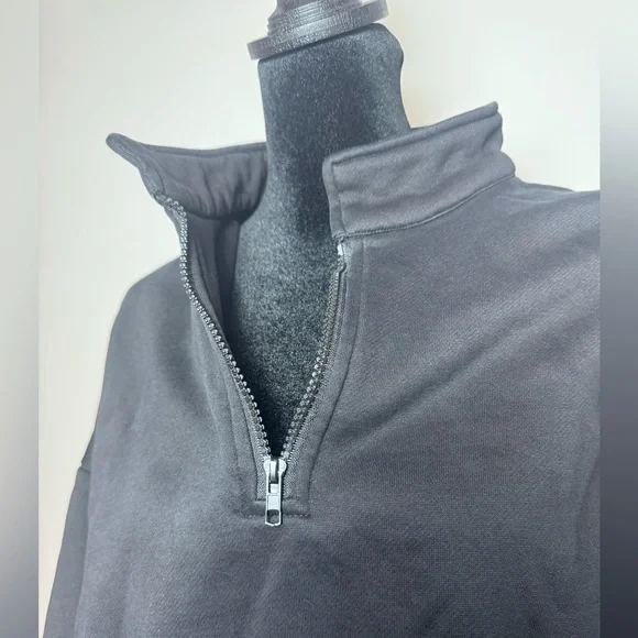 Trendy Queen Oversized Women’s Black Half-Zip Sweatshirt Size L - Picture 5 of 11